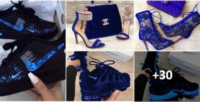 Collage Zapatos Tenis Carteras color Azul