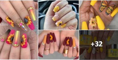 Collage Unas Semipermanentes Amarillas Girasoles