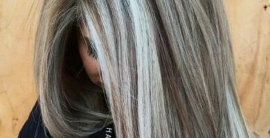 1 TOP 1 Mechas Plateadas o Blancas intercaladas con negro en pelo lacio