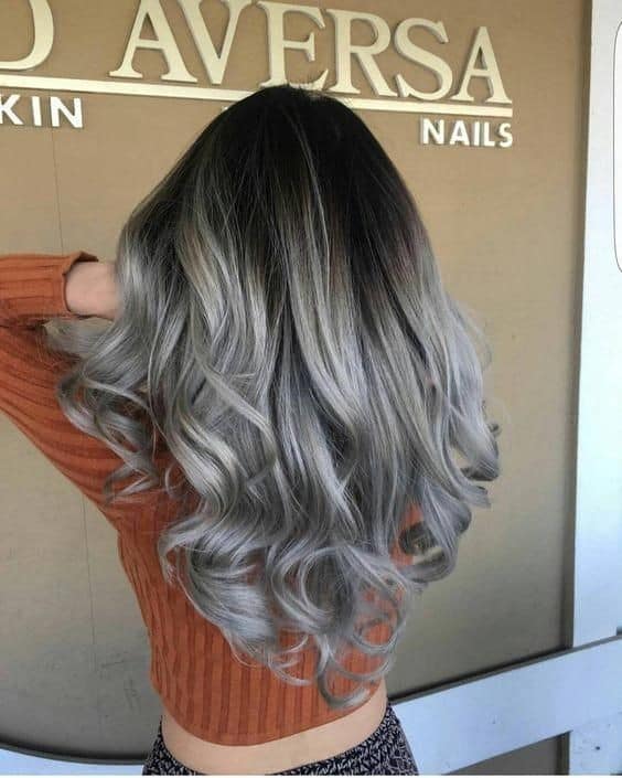 110 Gray color dye Wavy hair black roots