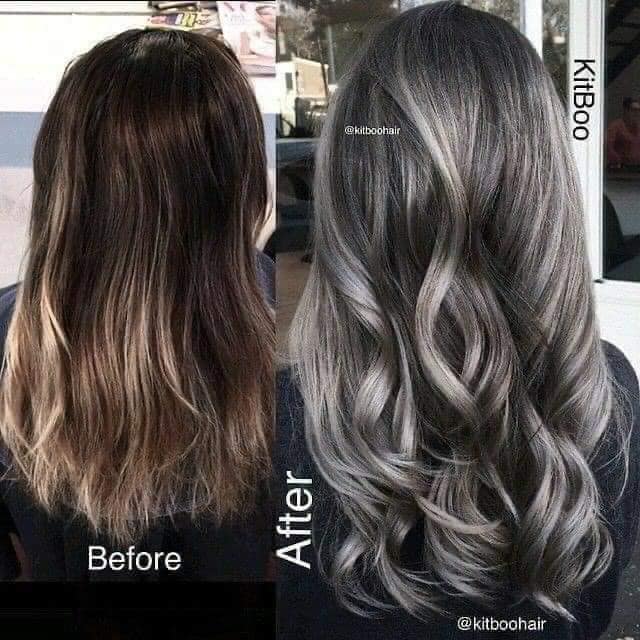 12 Silver or White Highlights to hide gray hair and previous platinum dyes on black brown hair