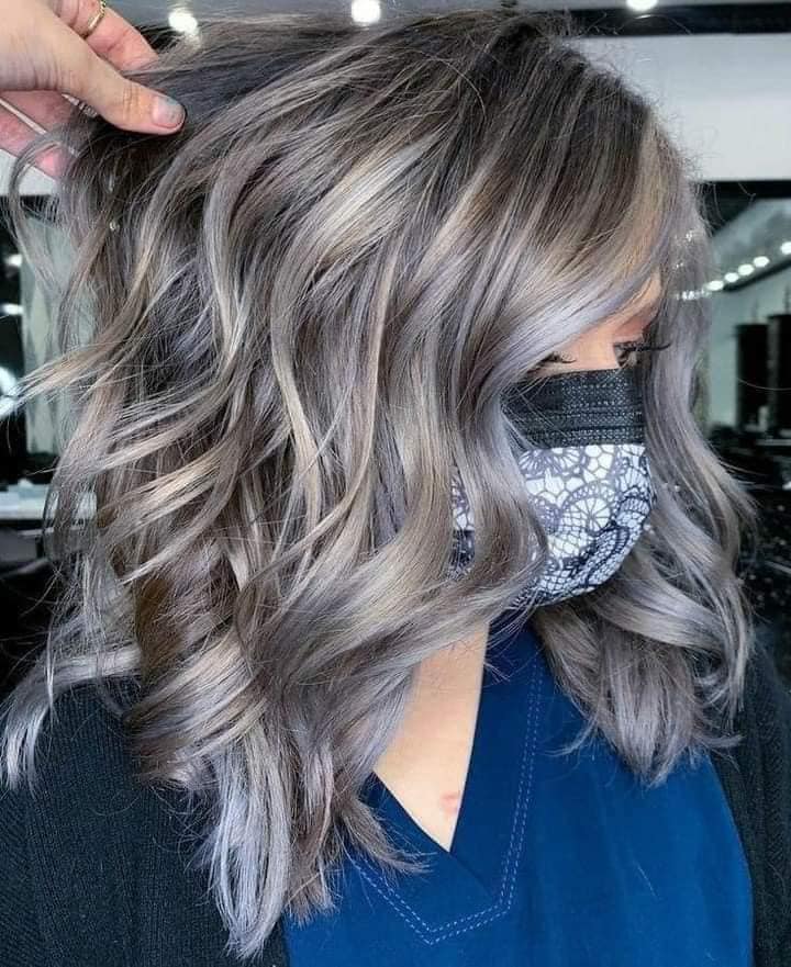 9 Silver or White Highlights on dark brown hair to hide gray hair