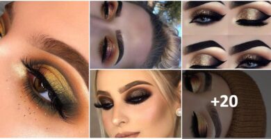 Collage Maquillaje en Tonos Dorados