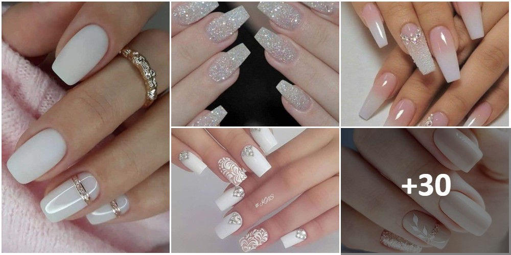 Collage di unghie bianche per matrimoni