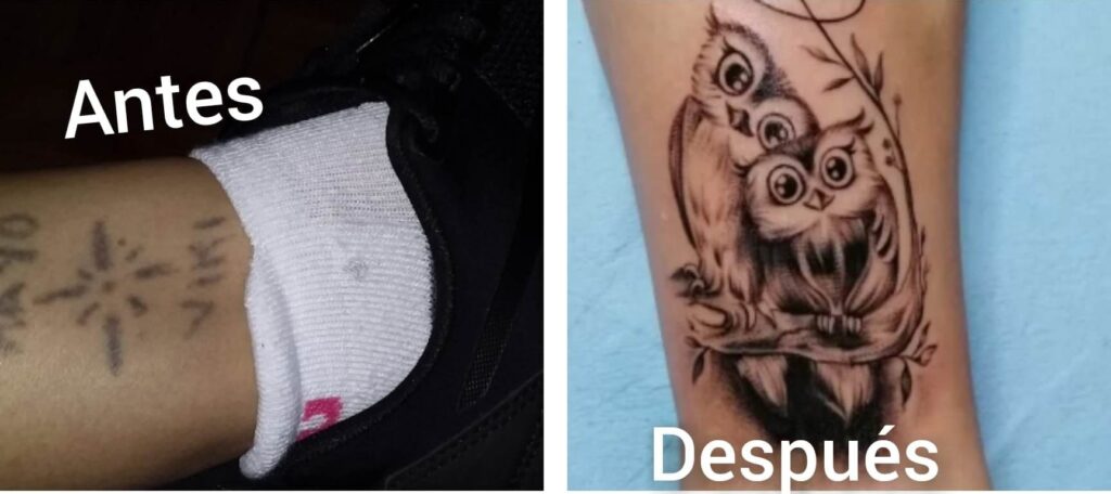 124 Most Liked Original Tattoos Tattoo cover two owls in black