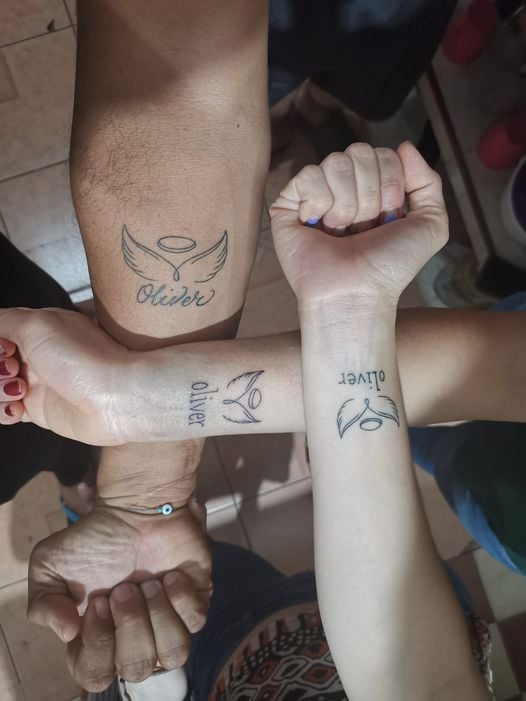 162 Most Liked Original Tattoos for family three representing Oliver angel on forearm with wings