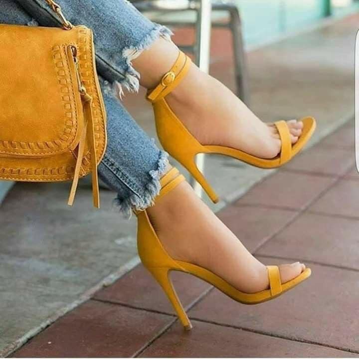 45 Sapatos Stiletto Amarelo Laranja