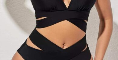 674 Banador Body de cuello profundo con tira cruzada espalda abierta