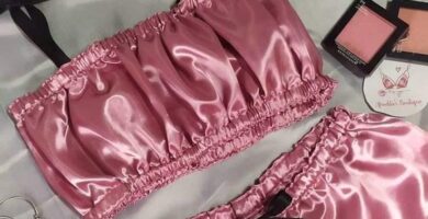 863 Conjunto de Pijamas Lenceria de Rasso Rosado comodidad y elegancia para dormir cintas negras