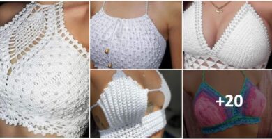 Collage Halter Sujetador Crochet Top