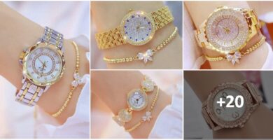 콜라주 손목시계 Simil 다이아몬드 및 골드