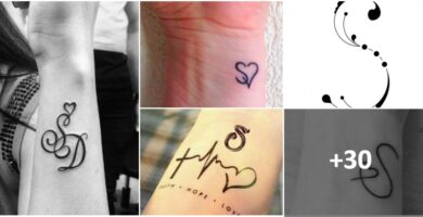 Collage-Tattoos mit dem Buchstaben S