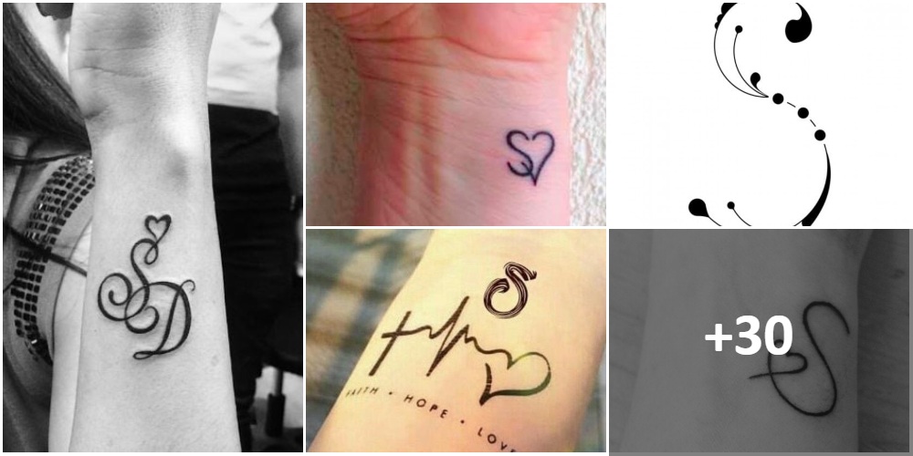 Collage-Tattoos mit dem Buchstaben S