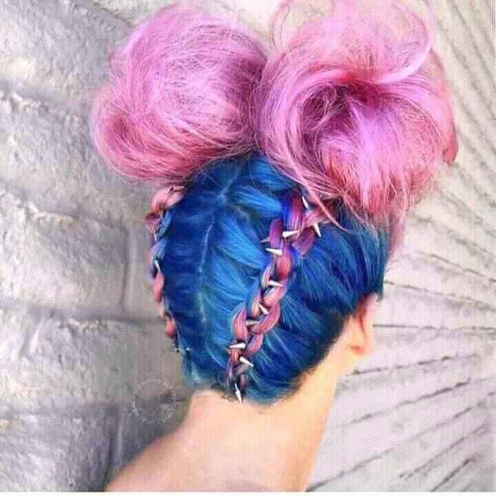 100 Trenzas Anchas de Colores base azul chongos rosados 100 Trenzas Anchas de Colores base azul chongos rosados