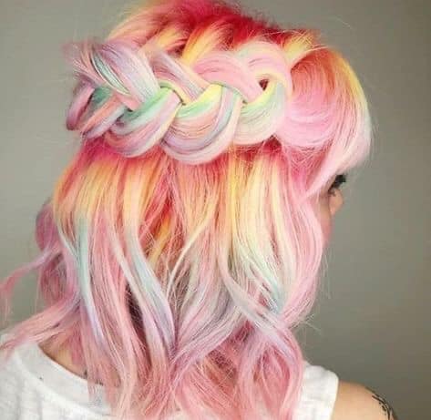 114 Trenzas Anchas de Colores En gama de arcoiris rojos amarillos rosados 114 Trenzas Anchas de Colores En gama de arcoiris rojos amarillos rosados
