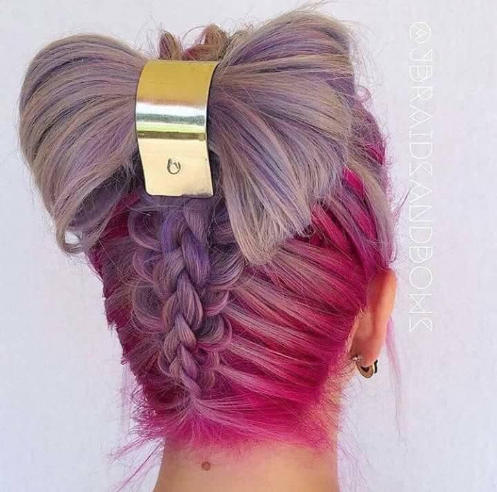 116 Trenzas Anchas de Colores Rojo con Fucsia y mono gris 116 Trenzas Anchas de Colores Rojo con Fucsia y mono gris