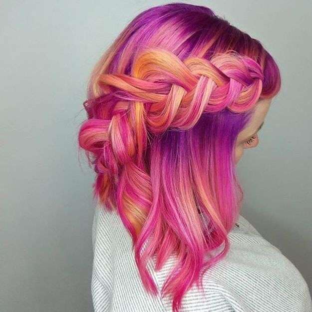 139 Trenzas Anchas de Colores Colores Fucsia y Violeta con anaranjado 139 Trenzas Anchas de Colores Colores Fucsia y Violeta con anaranjado