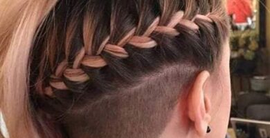 185 Trenzas para Mujer PELO CORTO a un costado con pelo de la nuca rapado marron