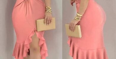249 Vestido color salmon Rosado con mono arrugado en el abdomen fada a la rodilla