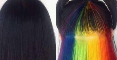 575 Color de Pelo Arcoiris underlight Corte Bob Azul Verde Amarillo Naranja Rojo
