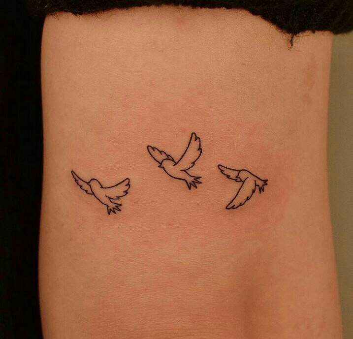 66 Simple Tattoos for Women Three birds flying on the arm