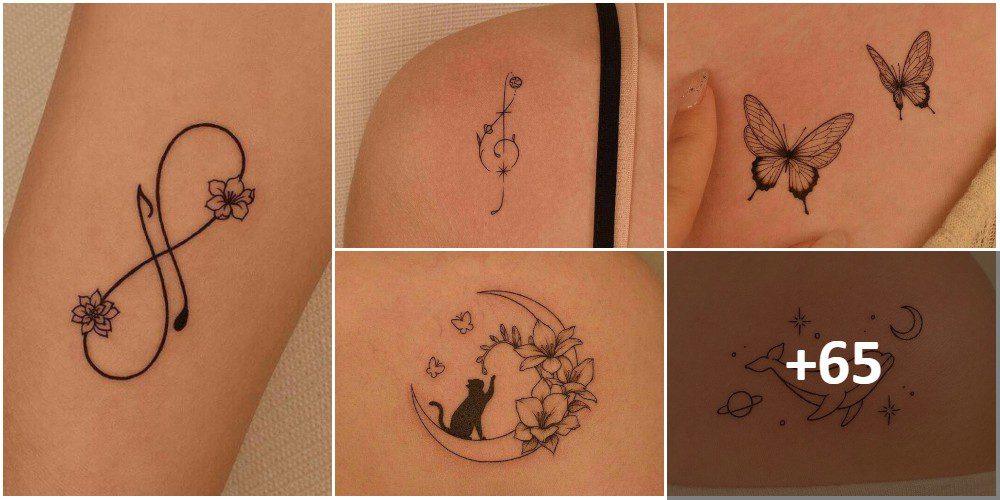 Colagem de tatuagens simples femininas 2