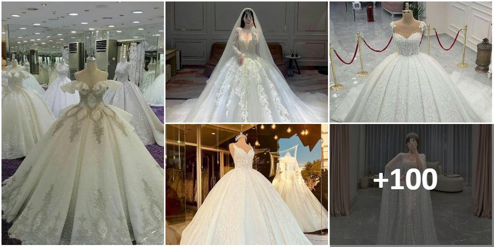 Collage: Elegante und vornehme Brautkleider