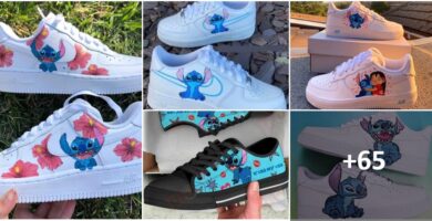 Sneakers Lilo e Stitch personalizzate in collage
