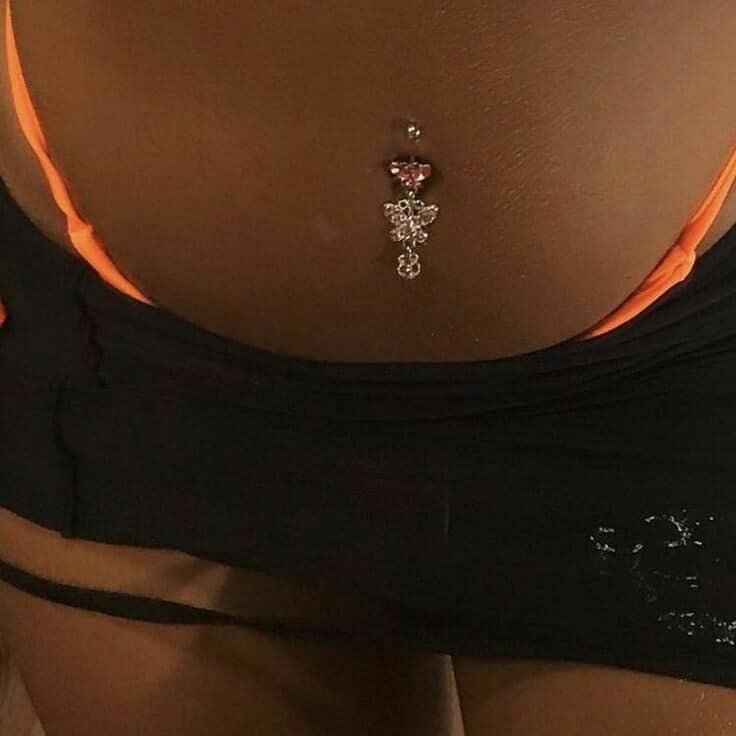 140 Navel Piercing butterfly with brilliant and silver sphere