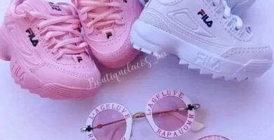 208 Zapatillas para Nina y Nino Fila con anteojos a juego rosado y blanco