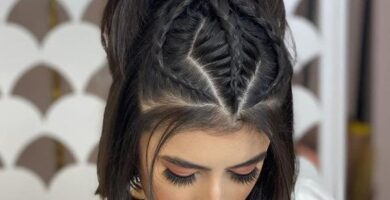 460 Peinados con Trenzas Cabello Corto en la parte de arriba con diagonales y coleta 1