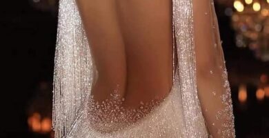 898 Vestido de Novia Ajustado Hecho de elegante Fibra con Brillo