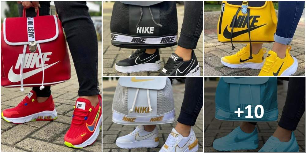 Collage di set di borse e scarpe da ginnastica Nike