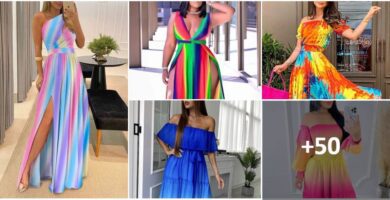 Colagem de vestidos coloridos