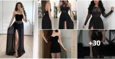 Schwarze Collage-Kleider