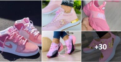 Collage di scarpe da ginnastica rosa 2
