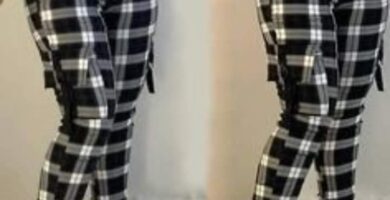 444 Pantalones Cuadriculados informales con bolsillos a cuadros holgados