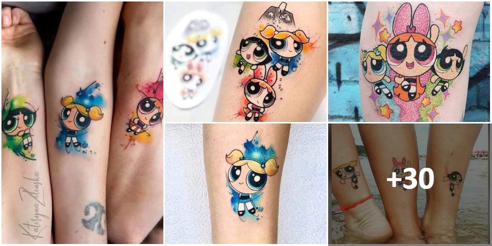 Collage de tatouages Powerpuff Girls