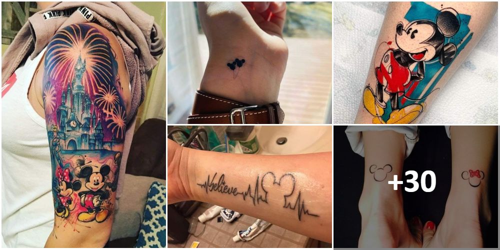 Colagem de tatuagens Mickey e seus amigos Disney