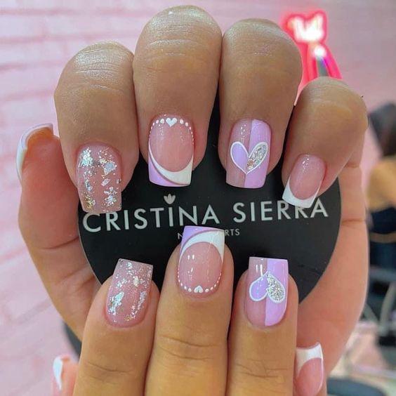 68 BEAUTIFUL NAILS WITH HEARTS with simple and elegant enamel
