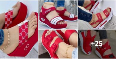 collage red sandals