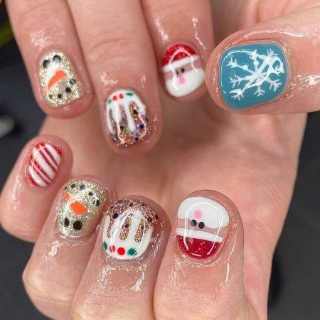 13 Some Short Christmas with shiny enamel and snowballs and glitter details