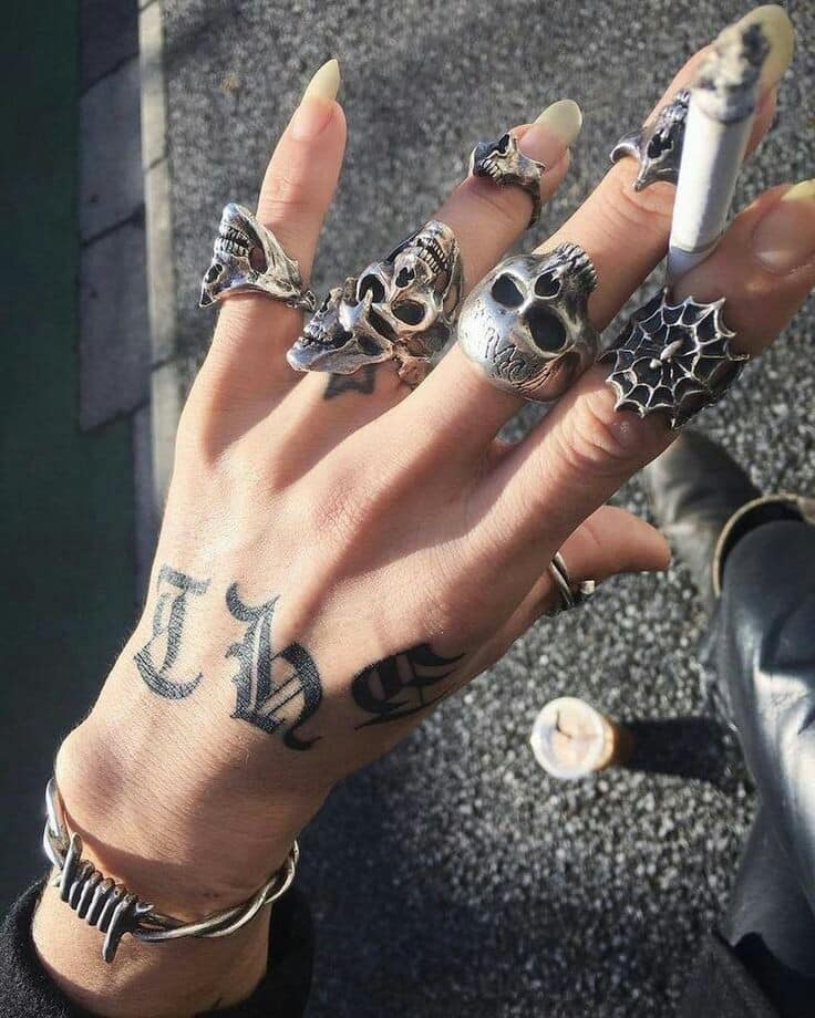 151 GOTHIC JEWELRY gothic rings with crosses and gothic symbols and skulls in silver