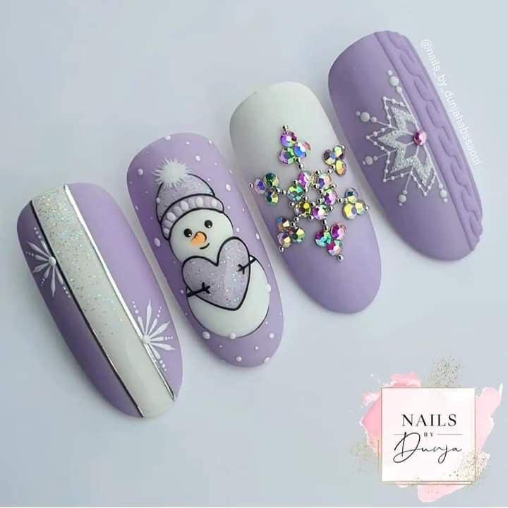 40 Some lilac Christmas inserts with a snowman and star-shaped rhinestones