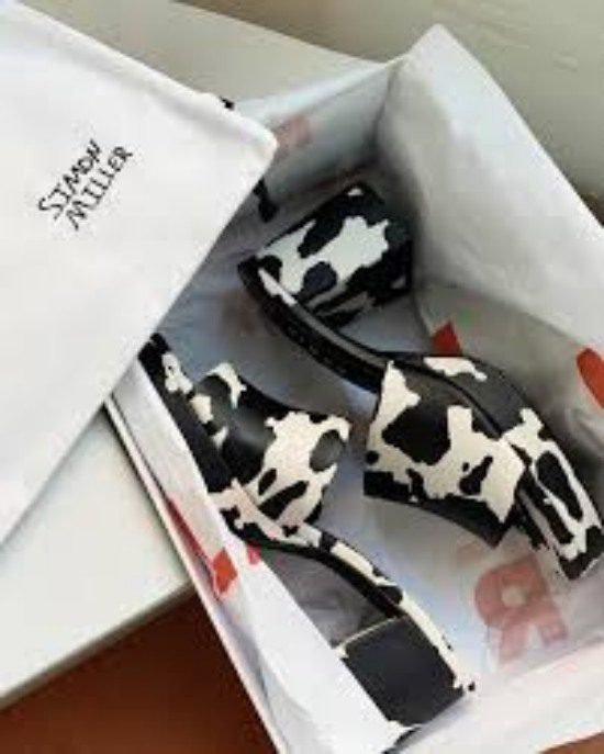 7 TALONS IMPRIMÉ ANIMAUX imprimé vache avec talon semi-bas carré ou large