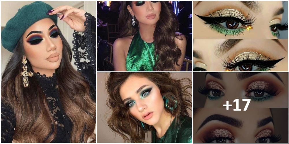 Collage Maquillaje en Tonos Verdes