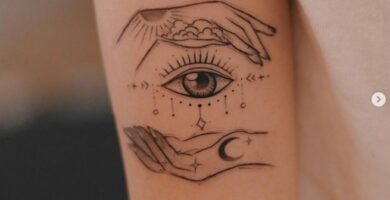 TOP1 ojo que todo lo ve rodeado de dos manos ojos misticos de arte lineal vista de la providencia.