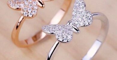 110 anillos para mejores amigas de mariposa rosa y plateado con brillos 3