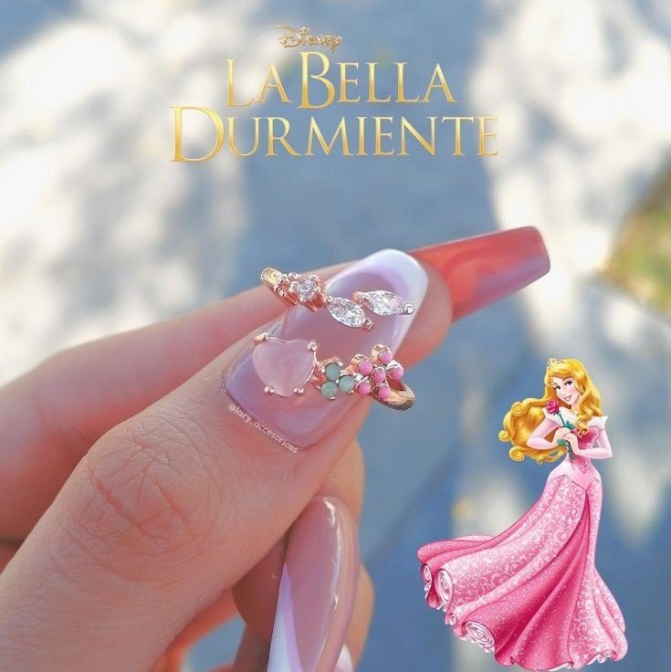 171 DISNEY JEWELS Anello ispirato alla Principessa La Bella Addormentata con strass luminosi e colorati