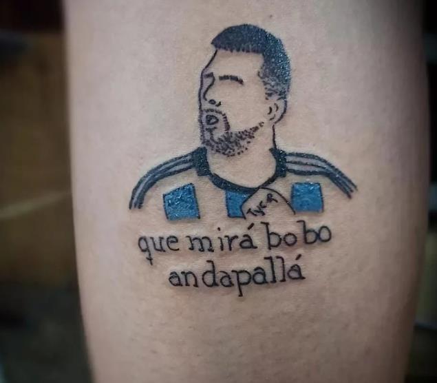 70 Tatuajes de Messi Argentina Campeon 2022 en colores frase que mira bobo anda palla
